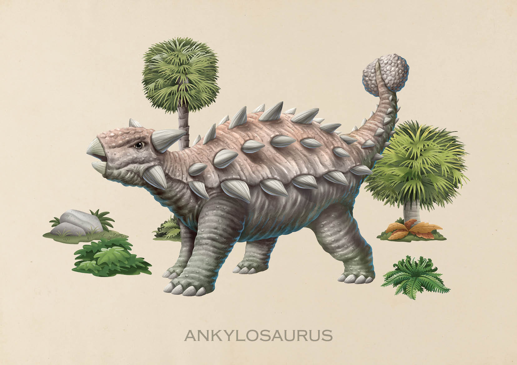 Ankylosaurus Realistic Dinosaur Print And Frame With Name Kids ankylosaurus-realistic-dinosaur-print-and-frame-with-name-kids