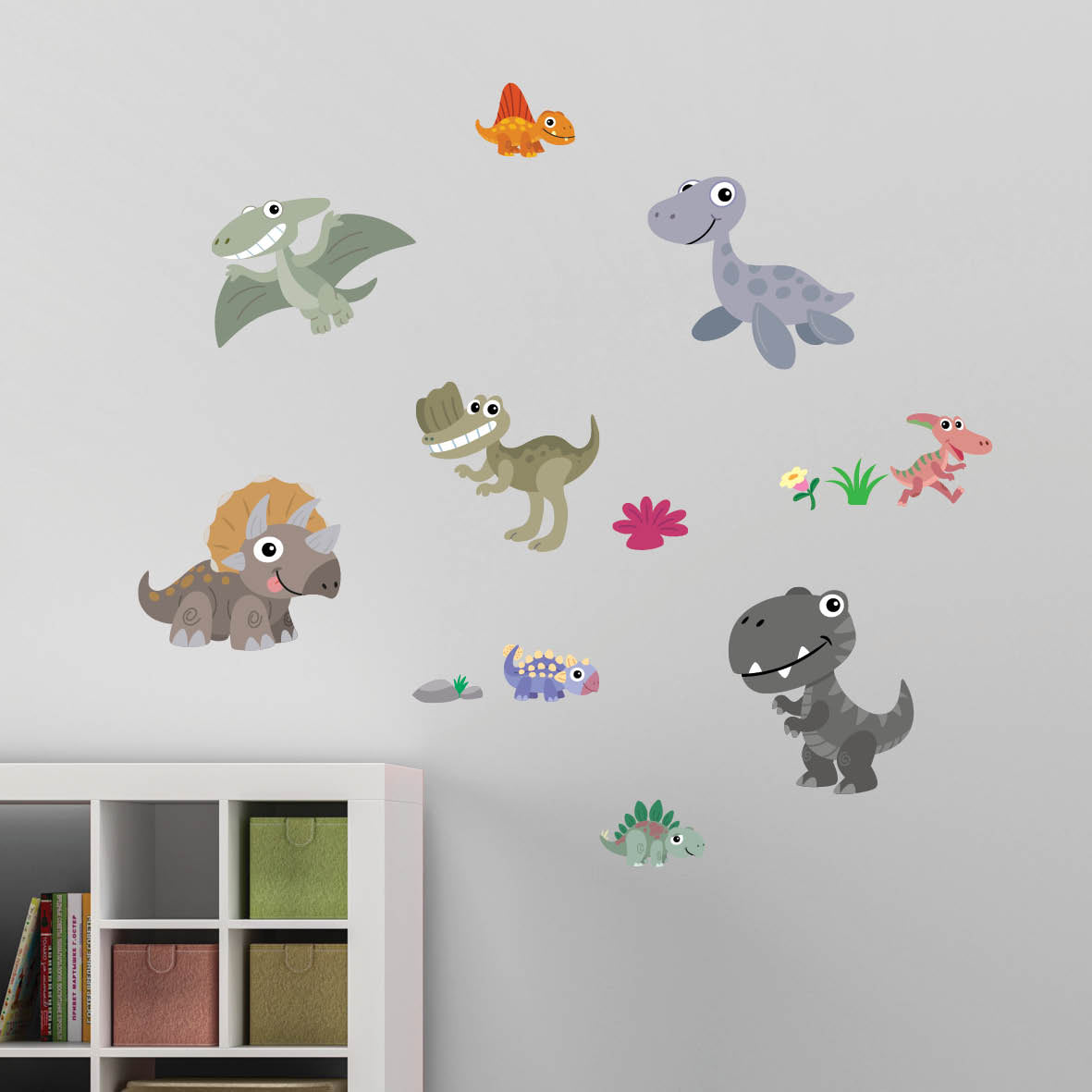 Personalisiert Dino Wandaufkleber Mit Namen – T-Rex & Apatosaurus Design – Selbstklebend, Ca. 95x29 Cm