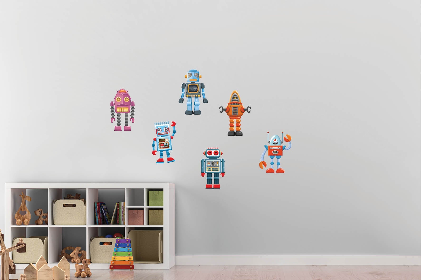 4 x Large Fabric Wall Stickers - Robot Stickers with Bazu Sheet No.5 ...