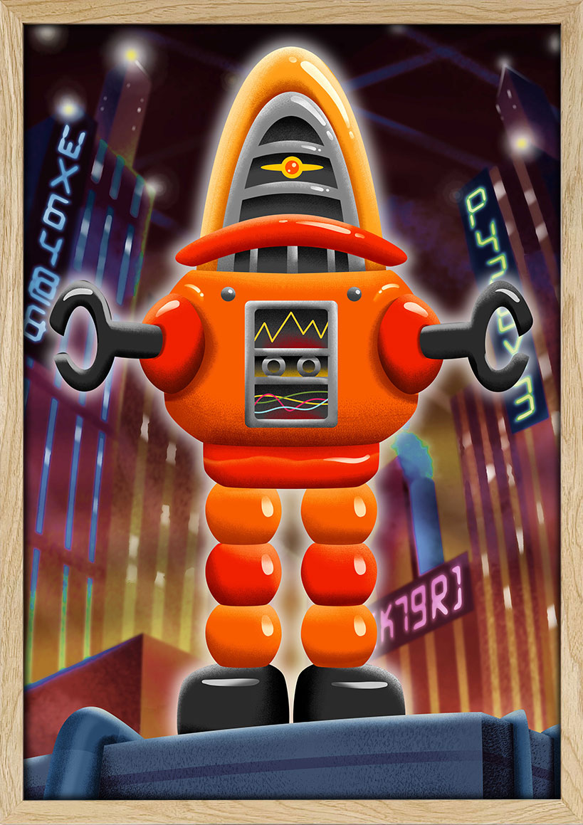 Robot Asahi (background) Poster Kids Posters Australia